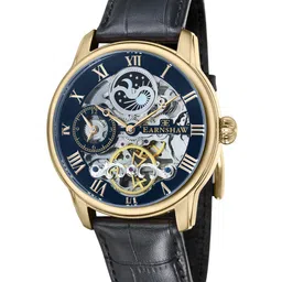 EARNSHAW Men Blue Skeleton Dial & Black Leather Straps Analogue Watch - ES-8006-05-image-64