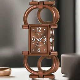LOREM Women Brown Brass Patterned Dial & Brown Bracelet Style Straps Analogue Watch LR295-image-71