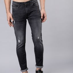 LOCOMOTIVE Men Black Slim Fit Mid-Rise Low Distress Stretchable Jeans-picture-20