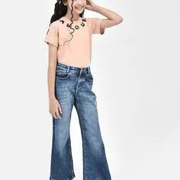 Crimsoune Club Girls Mid-Rise Bootcut Clean Look Heavy Fade Stretchable Jeans-picture-47