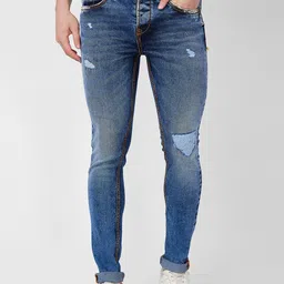 SPYKAR Men Skinny Fit Low-Rise Mildly Distressed Heavy Fade Stretchable Cotton Jeans-picture-25