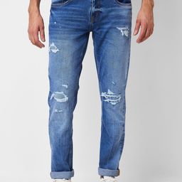 SPYKAR Men Skinny Fit Low-Rise Mildly Distressed Heavy Fade Stretchable Jeans-picture-42