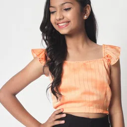 studio rasa Striped Flutter Sleeves Crop Top-picture-13