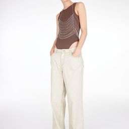 H&M Women Pure Cotton Straight Twill Trousers-image-90
