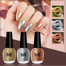 MI FASHION Set of 3 Vernis A Ongles High Shine Shimmer Nail Paints - 12 ml Each-52