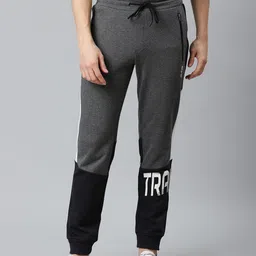 Alcis Men Charcoal Grey & Black Slim Fit Colourblocked Joggers-picture-14