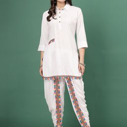 Clora Creation Embellished Shirt Collar Tunic With Dhoti Pants Co-Ords-image-89