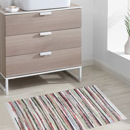 Oxolloxo White & Black Striped Woven Design Rectangle Floor Mats & Dhurries-picture-18