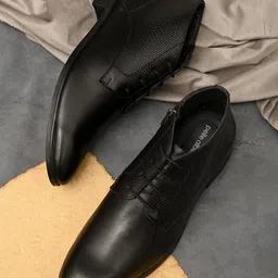 pelle albero Men Black Solid Leather Formal Derbys-image-28