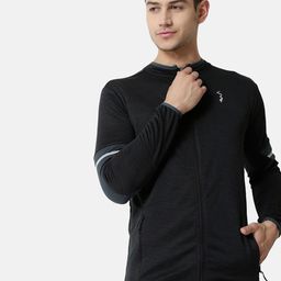 Campus Sutra Men Charcoal Lightweight Training or Gym Sporty Jacket with Embroidered-42