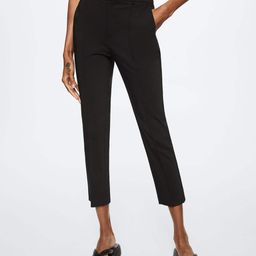 MANGO Women Black Solid Cropped Trousers-image-126