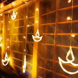 SPARK WORLD Yellow Diya-Shaped String Lights-42