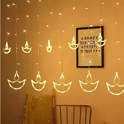 ENORMITY  Yellow Diya Shaped  LED String Lights-12