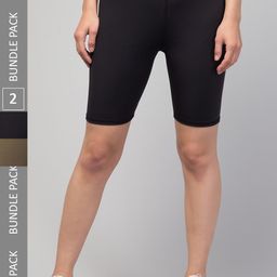 Apraa & Parma Women Pack Of 2 Skinny Fit High-Rise Cycling Biker Shorts-image-36