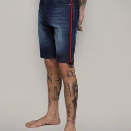 Campus Sutra Men Distressed Mid-Rise Washed Outdoor Denim Shorts-picture-48
