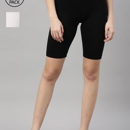 Kryptic Women Black & White Set Of 2 Sports Shorts-image-75