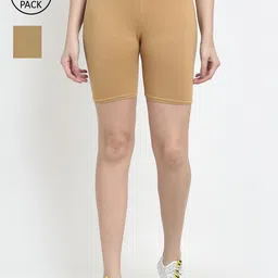 GRACIT Women Pack Of 2 Beige Biker Shorts-image-36
