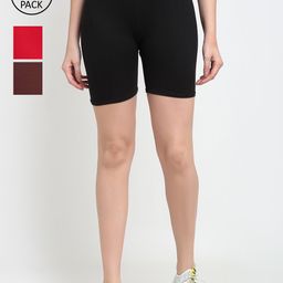 GRACIT Women Pack of 3 Solid Biker Shorts-image-74