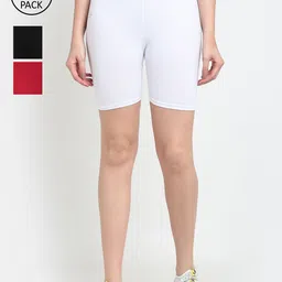 GRACIT Women Black White & Red Set O3 Biker Shorts-picture-44