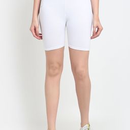 GRACIT Women White Solid Biker Shorts-25