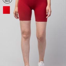 Apraa & Parma Women Red Slim Fit Cycling Sports Shorts-image-11