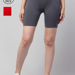 Apraa & Parma Women Pack Of 2 Skinny Fit Cycling Cotton Sports Shorts-image-70