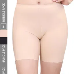 PLUMBURY Women Pack Of 2 Slim Fit Rapid-Dry Cycling Shorts-image-73