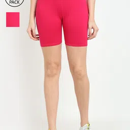 GRACIT Women Pack of 2 Pink Skinny Fit Biker Shorts-picture-19