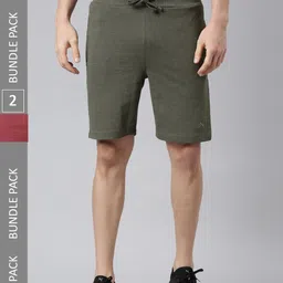 Force NXT Men Pack Of 2 Mid Rise Super Combed Cotton Bermuda Shorts-image-3