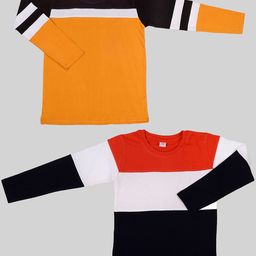 Mojua Boys Pack Of 2 Colourblocked Bio Finish Cotton T-shirt-image-53