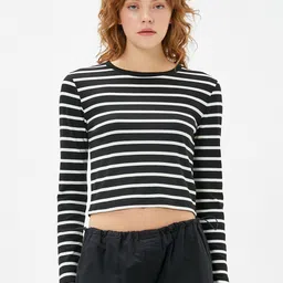 Koton Striped Monochrome Crop T-shirt-image-19