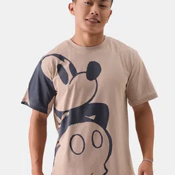 The Souled Store Nude-Coloured Humour and Comic Mickey & Mouse Printed Pure Cotton T-Shirt-image-28