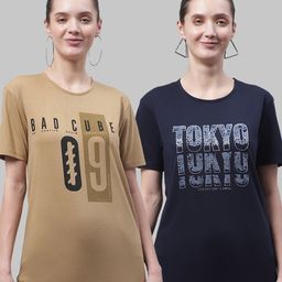 VIMAL JONNEY Women Multicoloured Typography 2 Printed Pockets T-shirt-image-9