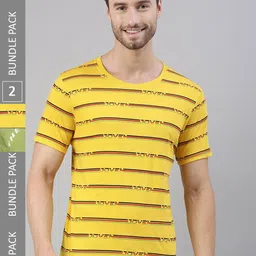 Joven Pack of 2 Printed Pure Cotton Round Neck T-Shirts-image-56