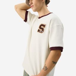 The Souled Store Typography Printed Drop-Shoulder Sleeves Pure Cotton Oversized T-shirt-image-12
