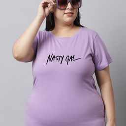 UnaOne Plus Size Typography Printed Pure Cotton T-shirt-19