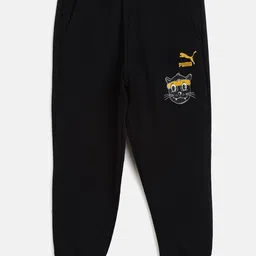 Puma Kids Regular Fit Solid Sweat Joggers with Cat Print Detail-image-32