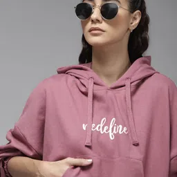 Roadster Women Pink Printed Hooded Sweatshirt-picture-37