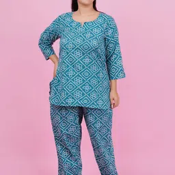 LastInch Bandhani Printed Night suit-image-3