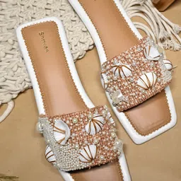 SHRIVAS BY ARCHITA MEHTA Shellsbrn Embellished Open Toe Flats-9