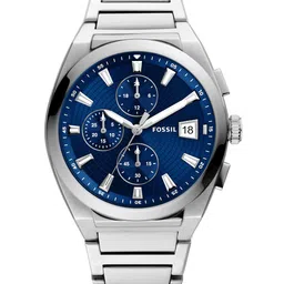 Fossil Men Blue Dial & Silver Toned Bracelet Style Straps Everett Analogue Watch FS5795-image-16