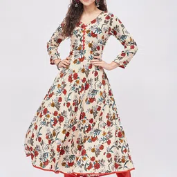 Tissu Women Floral Printed Tie-Up Neck Anarkali Kurta-picture-23