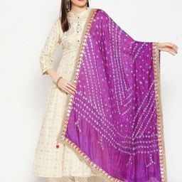 Dupatta Bazaar Bandhani Printed Dupatta with Gotta Patti-12