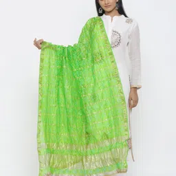 SOUNDARYA Woven Design Art Silk Bandhani Dupatta with Gotta Patti-26