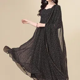 PMD Fashion Bandhani Printed Georgette Maxi Dress With Dupatta-image-55