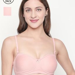 Lady Love Peach-Coloured Solid Non-Wired Non Padded Balconette Bra LLBR8082-39