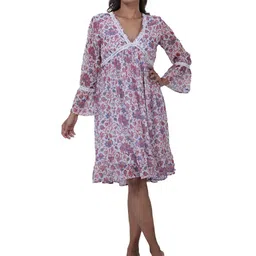 TSM Floral Bell Sleeves Georgette Dress-image-39