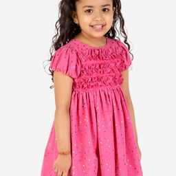 KidsDew Girls Printed Ruffles Georgette Dress-image-42
