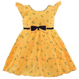 Wish Karo Yellow Georgette Dress with Bow-picture-49