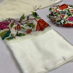 Peachmode Floral Pure Georgette Saree-image-3